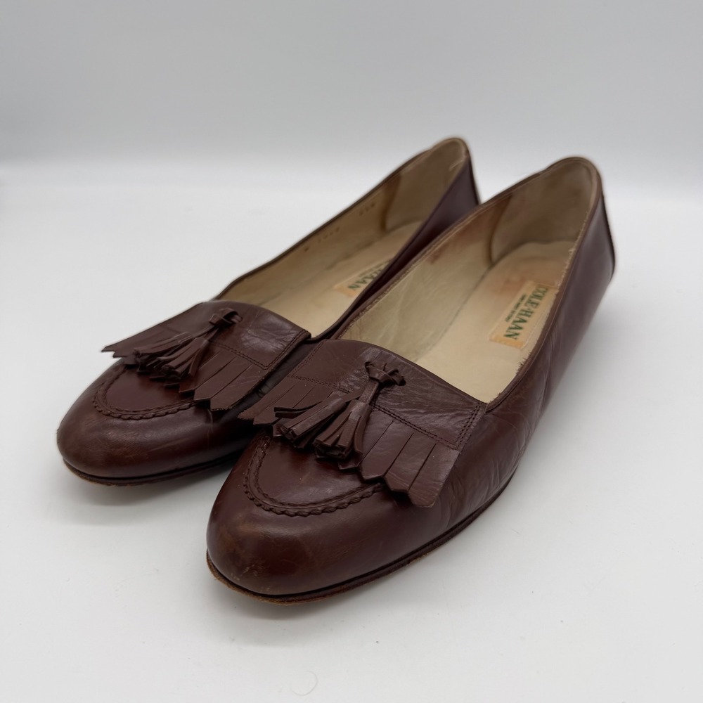 Vintage Cole Haan Brown Leather Tassel Kiltie Loafers 6.5 N Made in Italy